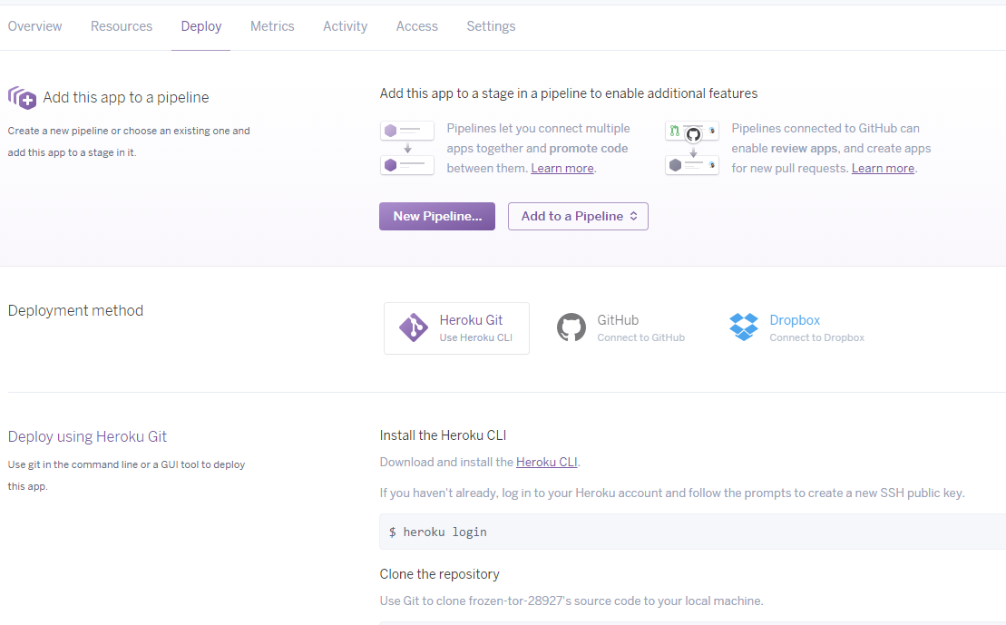 heroku deploy